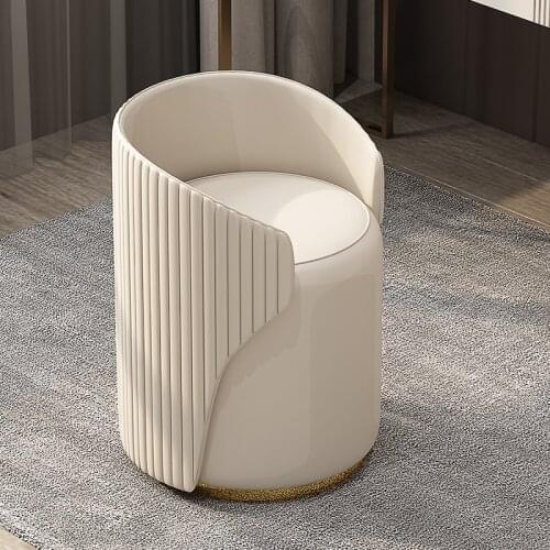 Nordic dressing stool round bedroom modern minimalist light luxury makeup chair net red ins chair leather sofa shoe changing sto