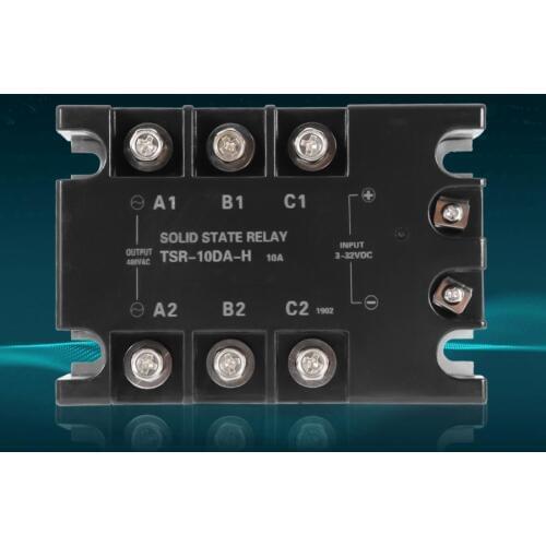 Solid State Relay Module 3-Phase 10A DC-AC Solid State Relay Board SSR Input 3-32VDC Load 24-480VAC TSR-10DA-H voltage relay