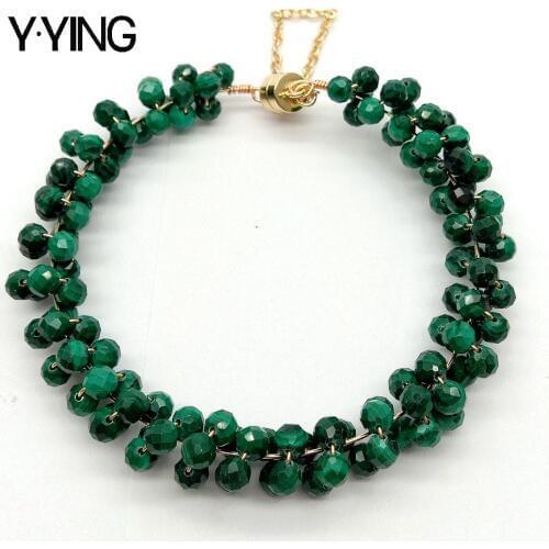 Y·YING 4mm Faceted Green Malachite Bangle wrap Bracelet magnet clasp for women