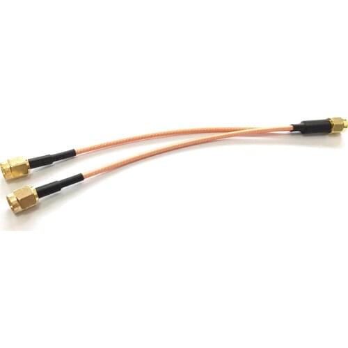 1 into 2 Y type splitter adapter RP SMA male plug switch 2X RP SMA male plug coax cable RG316 15cm 6"