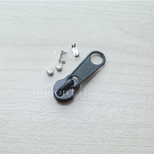 10 Sets #10 Molded Zipper Puller Slider Pull Stoppers Bottom Repair Replace Kit Stop Black