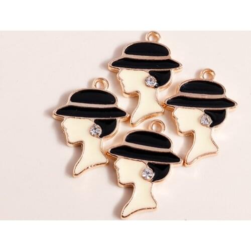 10pcs 17*23mm Crystal Lady Head Charms for Jewelry Making Women Charms for Necklaces Earrings Making Craft Supplies Accessories