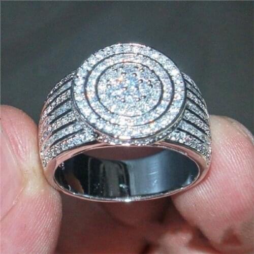 2019 New Arrival Ring Jewelry Pave Set 240pcs AAAAA Zircon Cz Silver Color Engagement Wedding Band Ring For Women Gifts