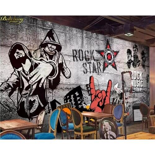 Beibehang 3D wallpaper Custom photo wallpaper mural European and American industrial rock hip-hop KTV music bar background wall