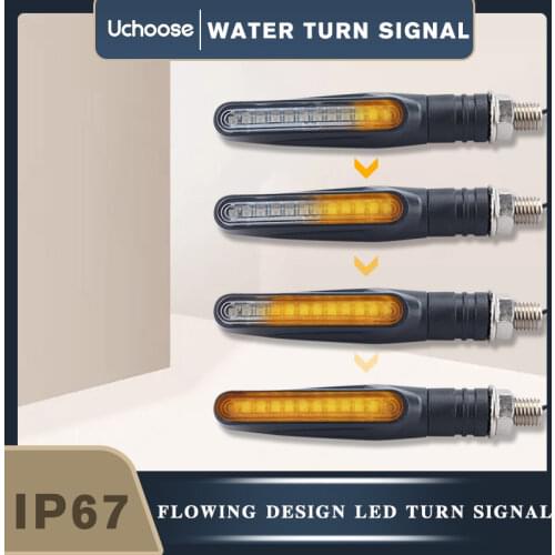 4PCS Motorcycle 12 LED Turn Signals Blinker Tail Flowing Light Water Motor Flashing Steering Lights Stop Indicator Signal IP68