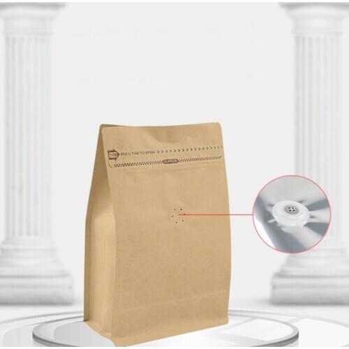 50pcs/lot Kraft Paper Coffee Valve Ziplock Bag Stand-up Foil Coffee Beans Packaging Storage Bags