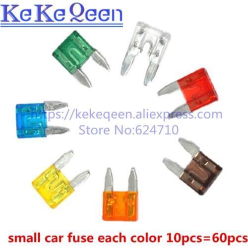 60pcs Mixed Small Blade Fuse Zinc Alloy and Plastic Material 5A 10A 15A 20A 25 30A AMP Set For Auto Car Truck