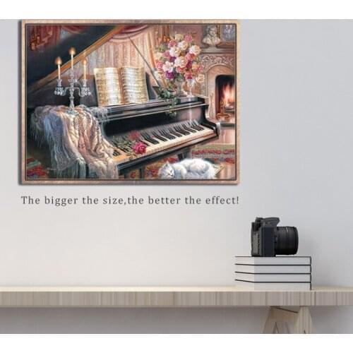 Diamond Embroidery piano Landscape Handmade Diamond Painting Needlework Mosaic Cross Stitch Home Decor