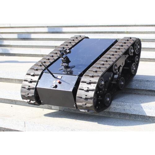 Shock Suspension Robot Tank Car Chassis With Rubber Track Tracked Clawler Caterpillar RC Smart Tank Platform Cross Obstacle 75kg