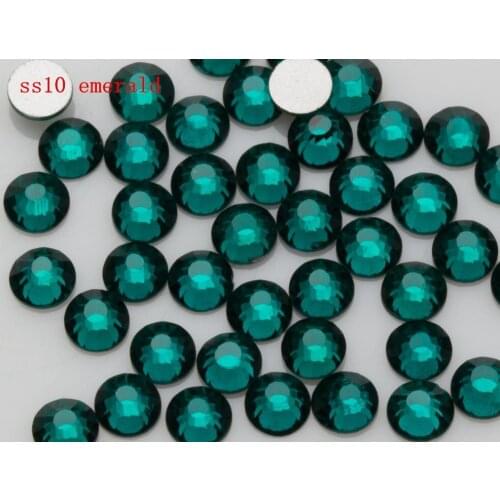 Free Shipping 1440pcs/Lot ss10(2.7-2.9mm) Emerald Flat Back Nail Art Non Hot Fix Glue on Rhinestones
