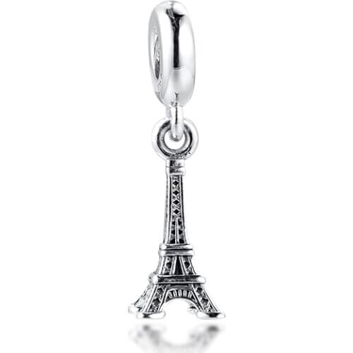 Fits for Pandora Charms Bracelets Eiffel Tower Beads 925 Sterling Silver Jewelry Free Shipping