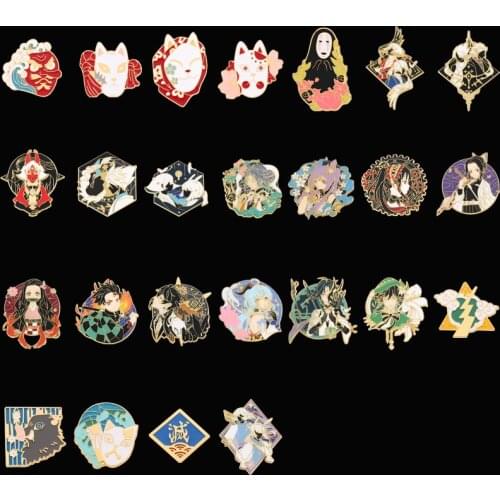 Japanese Anime Demon Slayer Brooch Cosplay Genshin Impact Account Badge Exhibition Party Lapel Costume Decoration Accessories