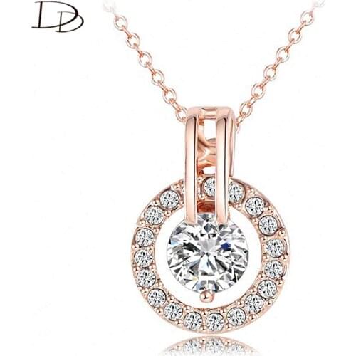 DODO Simple Fashion Circle Leaves AAA Zircon Choker Necklace For Women Link Chain Pendant Necklace Fine Gold Color Jewelry N372