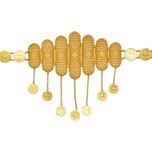 Anniyo Turkish Belly Chains Ethnic Turkey Coin Belt Chain Jewelry Middle East Iraqi Kurdistan Dubai Wedding Accessory #016601