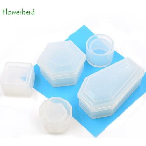 DIY Polygon Flower Pot Clay Molds Silicone Concrete Cement Molds Coffin Storage Box Resin Molds Succulent Concrete Planters Mold
