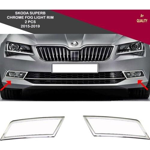 For Skoda Superb Chrome Fog Light Rim 2 Pcs. Stainless Steel. 2015 and Above ISO9001 / 2008 A + Quality Modified Design