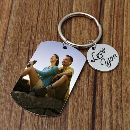 Photo Keychain,Picture Keyring,Love you Key Chain,Anniversary Gift for Boyfriend,Husband,Birthday Gift for Him