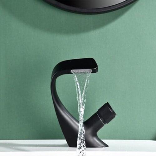 Hot Sale Faucet Bathroom Sink Faucets Hot Cold Water Mixer Crane Deck Mounted Single Hole Bath Tap Chrome Finished Dropshipping