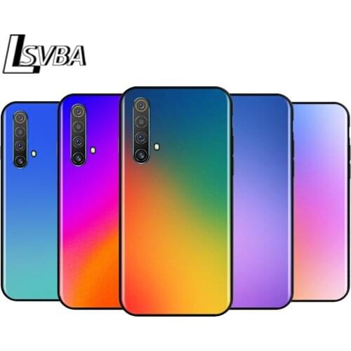 Gradient Color for OPPO Realme V15 X5 X3 X50 X7 X2 C17 C11 C3 C2 7 7i 6 6S 6i 5 3 2 Pro Soft Black Phone Case