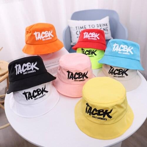 Summer Kids Bucket Hats Korean Version Children Cap English Graffiti Boys Girls Fishermen Hat 1-2-3-4 Years Unisex Bonnets Caps