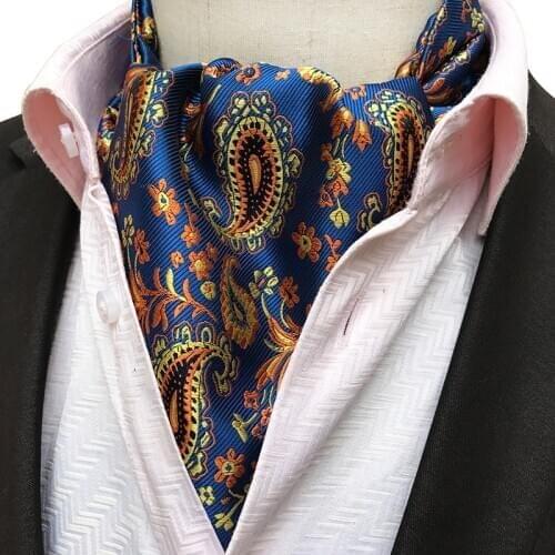 Linbaiway Mens Ascot Vintage Paisley Classic Wedding Formal Dress Cravat Self Ties Gentleman polyester Neck Tie Custom LOGO