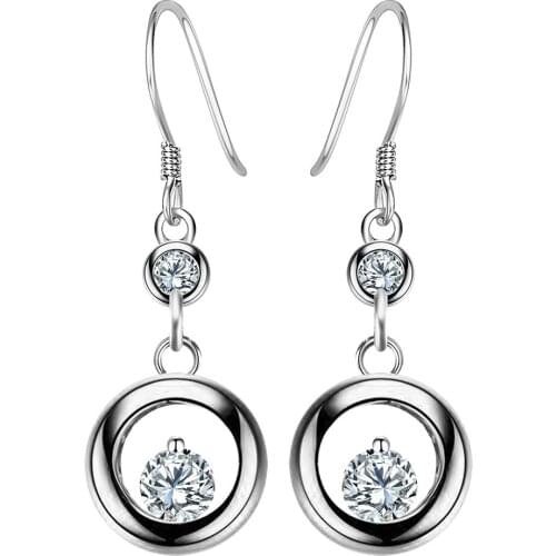 Fashion Women Jewelry White Zircon Dangle Earrings for Wedding Negagement Party Set