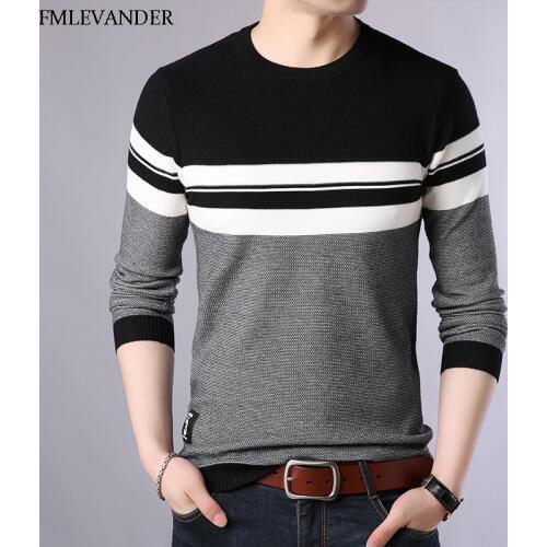 Men `s sweater ropa de hombre 2018 Large Sizes Patchwork O-neck Pullover Male