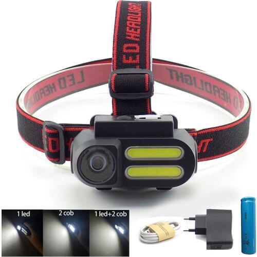 Powerful 3 Led COB USB Headlamp headlight 18650 frontal mini head Lamp torch light Night Lighting linterna Flashlight camping