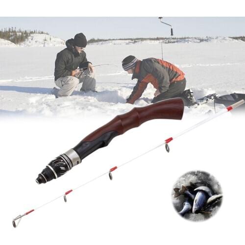 NEW ice fishing rod winter wooden handle fishing rods 2 sections length 63cm rod set spinning pole short fishing tackle