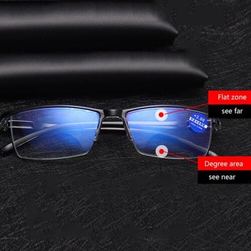 Anti Blue Light Bifocal Reading Glasses Men Women PC Presbyopic Glasses 150 250 TR90 Half Frame Spring Hinge black/brown