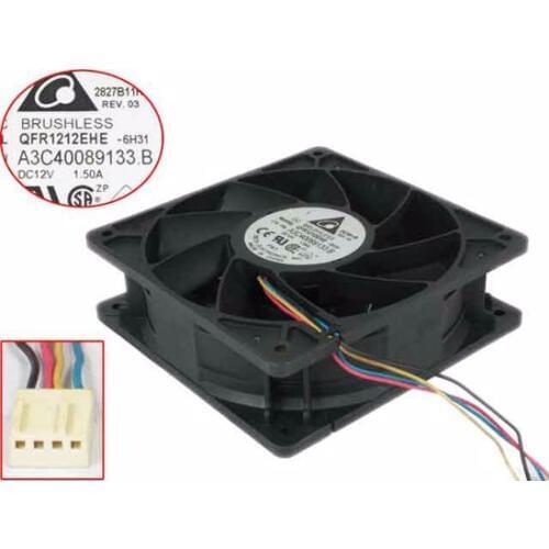 Detla Electronics QFR1212EHE A3C40089133.B 6H31 DC 12V 1.5A 120x120x38mm Server Cooling Fan