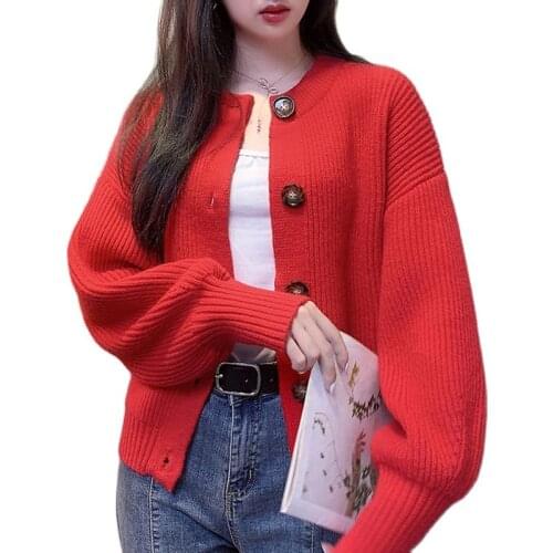 Coat Casual Cardigan Female Top 2021New Sweater Women Autumn Winter Retro Peacock Blue Knit Sweater Loose Thick Sweater A428