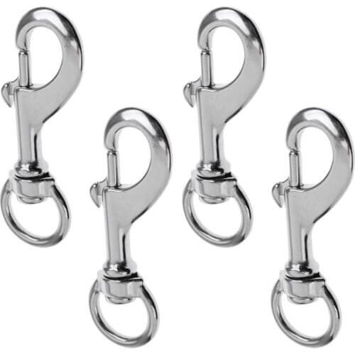 Perfeclan 4x Marine Stainless Steel Round Eye Swivel Bolt Snap Hook Ring Single End Buckle Clip Dog Chain Clip 68mm