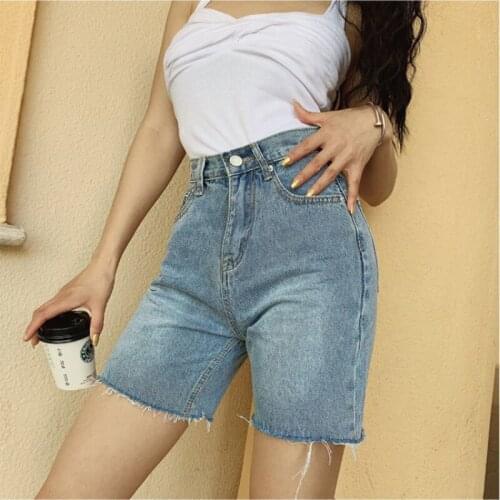 Sexy Jeans Jean Shorts Women Summer High Waist Slim Denim New Fashion Tassel Tight Five-point Shorts Washed 2021 New
