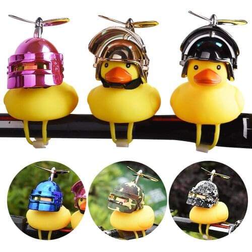 Rubber Duck Toy Car Ornaments Yellow Duck Car Dashboard Decorations With Propeller Helmet Cute Small Yellow Duck Bicycle Toys