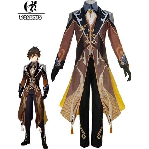 ROLECOS Genshin Impact Cosplay Zhongli Costume Genshin Impact Zhong li Cosplay Costumes Full Set Men Costumes