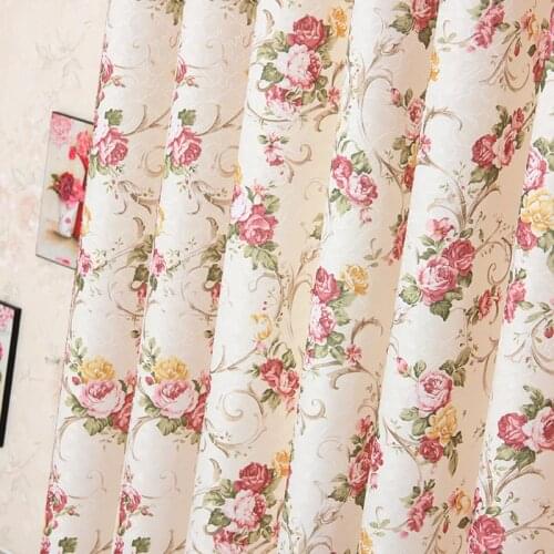 Small Broken Flower Korean Style Pastoral Printing Shade Curtains for Living Dining Room Bedroom