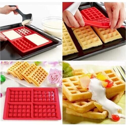 Waffle Mold Silicone Square-Shaped Waffle Baking Molds Muffin Pans Chocolate Bread Pie Flan Bakeware