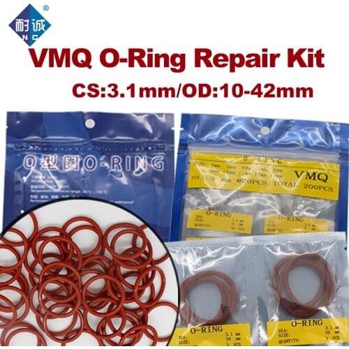 Silicone Rubber O-ring Red Silicone/VMQ thickness CS3.1mm O ring Seal Ring Gasket Washer multiple size repair kit combination