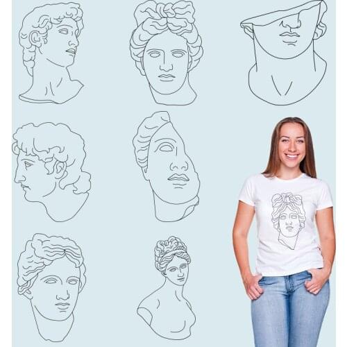 Sculpture Brief strokes lines Ironing stickers Heat Transfer PVC Patch Stickers on Clothes Thermal transfer printing