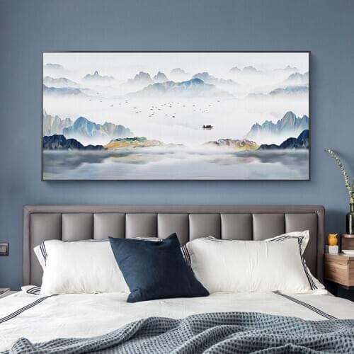 Modern Boat In Clound Sea Poster and Print Landscape Canvas Art Cuadros HD Wall Art for Living Room New Chinese Style Decoracion