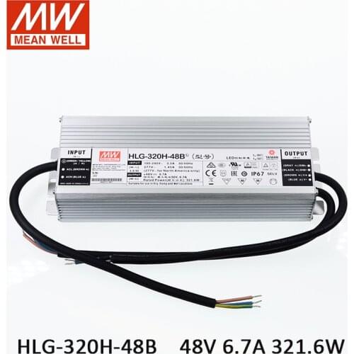 MEAN WELL HLG-320H-48B 48V Dimmable LED driver 110V/220V AC to 48V DC 6.7A 320W waterproof IP67 LED Power Supply Dimming SMPS
