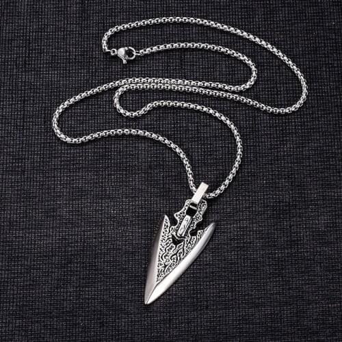 Vintage Viking Arrow Pendant Neckalce Men Women Simple Chain Stainless Steel Long Necklaces Minimalism Jewelry Wholesale