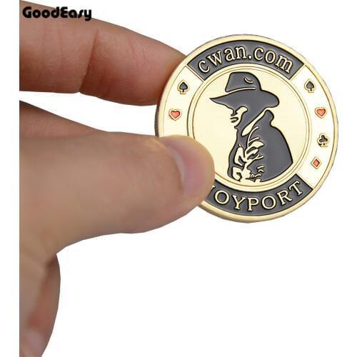 Poker Cards Guard Protector Metal Token Coin with Plastic Cover Texas Hold'em Dealer Coin Button- Gold COWBOY