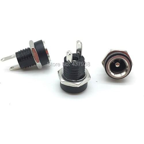 100pcs DC-022B 5.5x2.5mm All-Copper Material DC Power Supply Jack Socket Female Panel Mount Connector With a Nut DC022