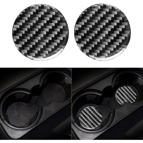 2Pcs Water Coasters Sticker Decorative Anti-scratch Carbon Fiber Black Water Cup Panel Cover for Land Rover Discovery 4 2010-201