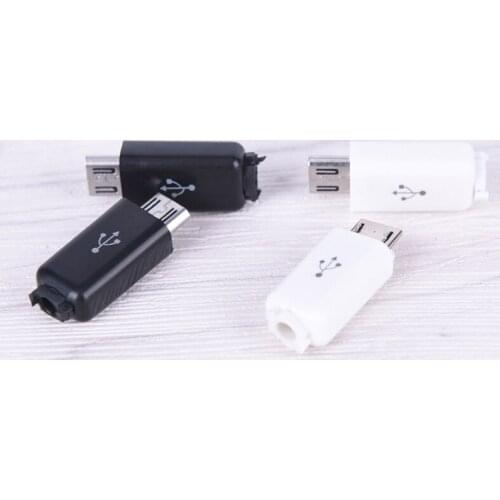 20pcs/ Sets white/black 4 in 1 DIY Micro USB Welding Type Male 4Pin Plug Connector Plastic Cover