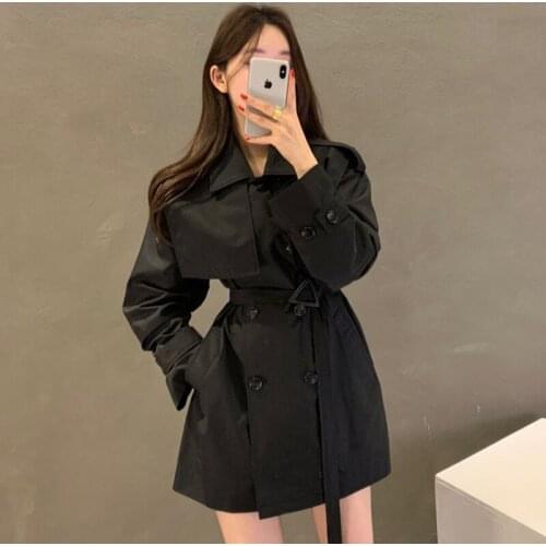 2021 Spring Autumn Trench Coat Women Loose Overcoat Double Breasted With Belt Trench Coat Female Outwear Fashion Windbreaker