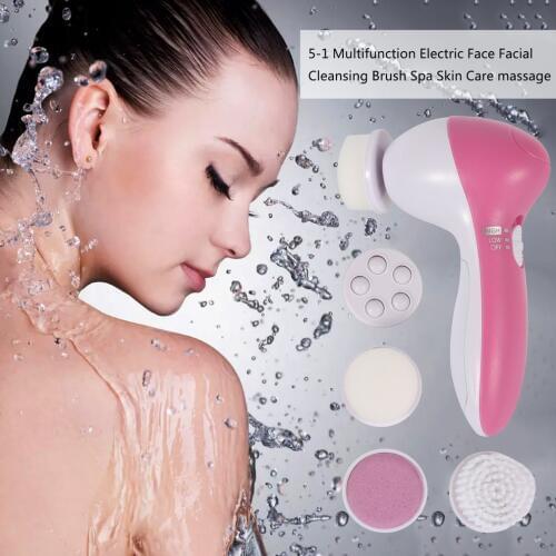 5 in 1 Face Cleansing Brush Vibration Electric Rotating Facial Cleansing Brush USB Deep Pore Cleaning Skin Care Tool Beauty