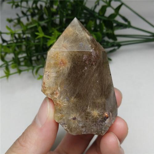 69g Rutilated Quartz Wand Crystal w Rutile Point Hair Crystal Tower Chakra Healing Meditation Crystal Obelisk Gift Home Decor